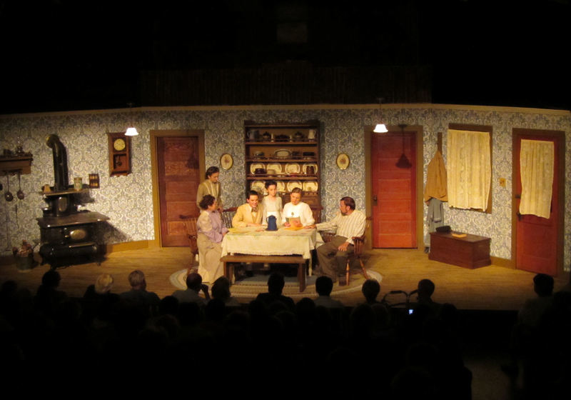 The full 1910 kitchen set can be seen, complete with an authentic cast-iron stove, as cast members EJ Panico of Seaford, Abigail Davis of Lewes, Michael McHugh of Lewes, Dory McCormick of Millsboro, Ashley Connolly of Seaford and Pat Erhardt of Seaford portray the Hansen family in Possum Point Players' June comedy "I Remember Mama." SOURCE SUBMITTED